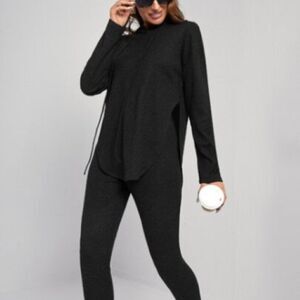 SHEIN Essence Black Hoodie & Leggings Set Women’s Medium Athleisure Cozy